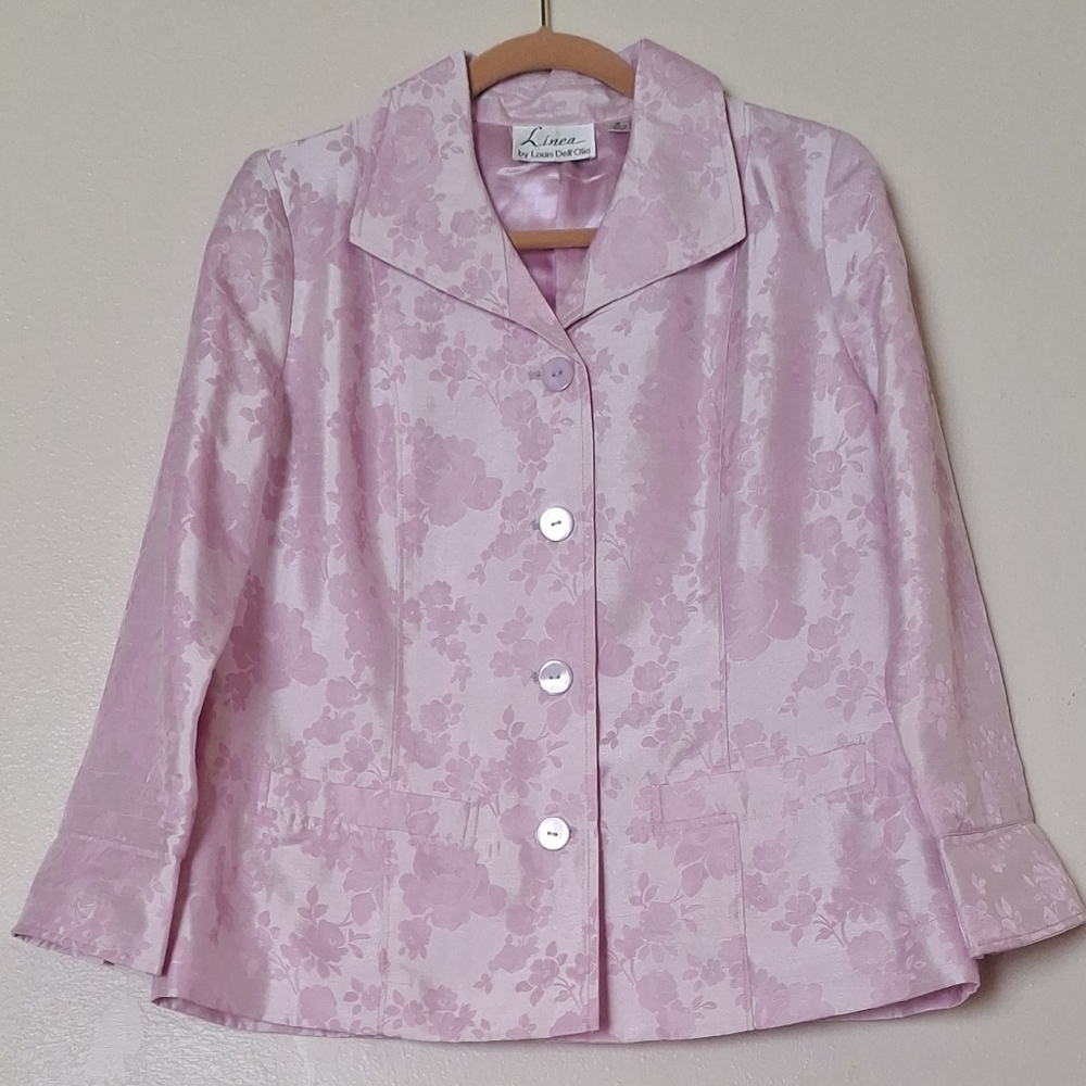Linea by Louis Dell'Olio Pink Floral Jacquard Blazer Lilac, Size M